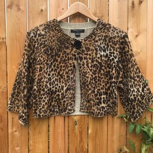 AUGUST SILK: Cheetah print shrug with big button